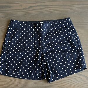 J Crew Navy with White Polka Dot Shorts- size 4.